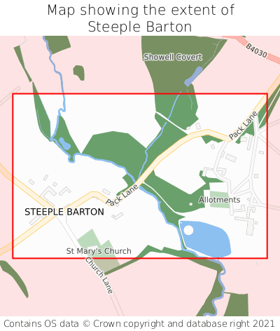 Map showing extent of Steeple Barton as bounding box