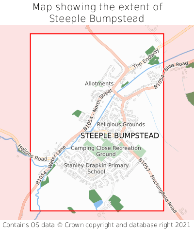 Map showing extent of Steeple Bumpstead as bounding box