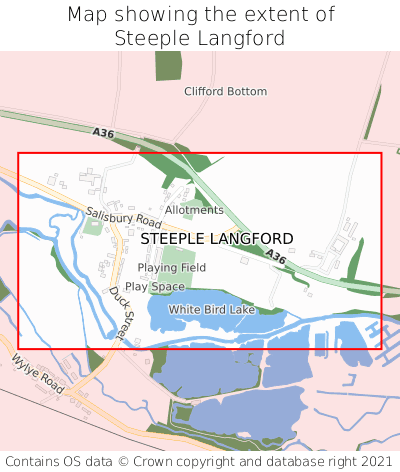 Map showing extent of Steeple Langford as bounding box
