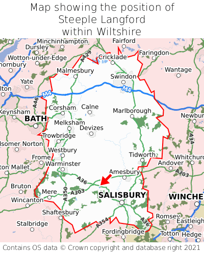 Map showing location of Steeple Langford within Wiltshire
