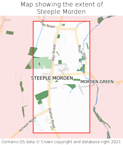 Map showing extent of Steeple Morden as bounding box