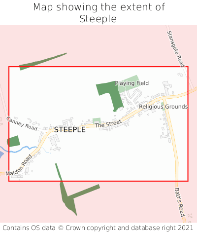 Map showing extent of Steeple as bounding box