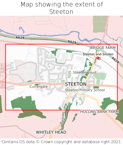 Map showing extent of Steeton as bounding box
