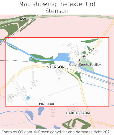 Map showing extent of Stenson as bounding box