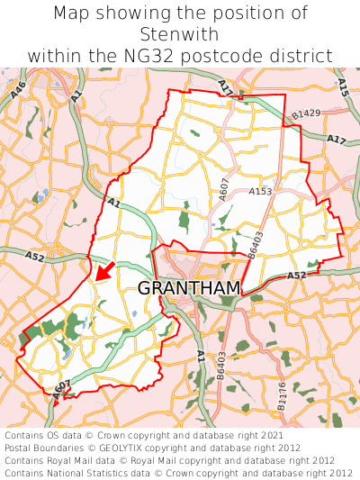 Map showing location of Stenwith within NG32