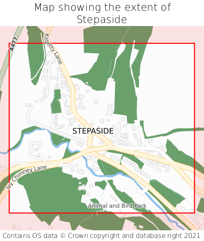 Map showing extent of Stepaside as bounding box