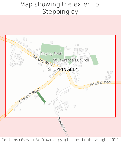 Map showing extent of Steppingley as bounding box