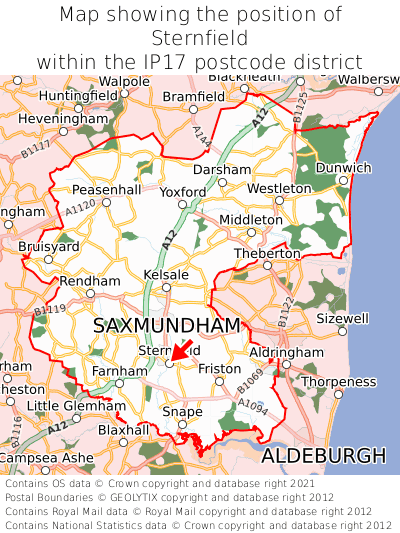 Map showing location of Sternfield within IP17