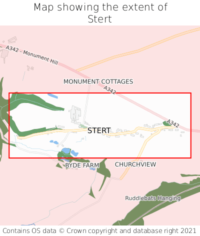 Map showing extent of Stert as bounding box