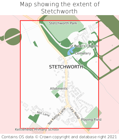 Map showing extent of Stetchworth as bounding box