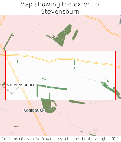 Map showing extent of Stevensburn as bounding box