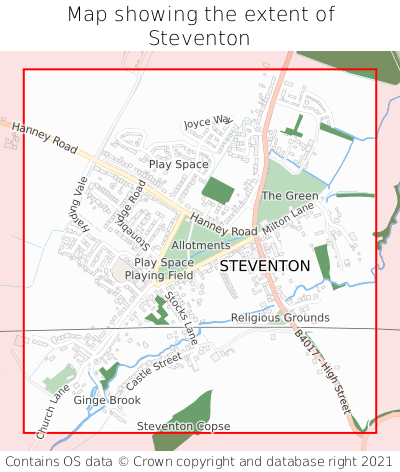 Map showing extent of Steventon as bounding box