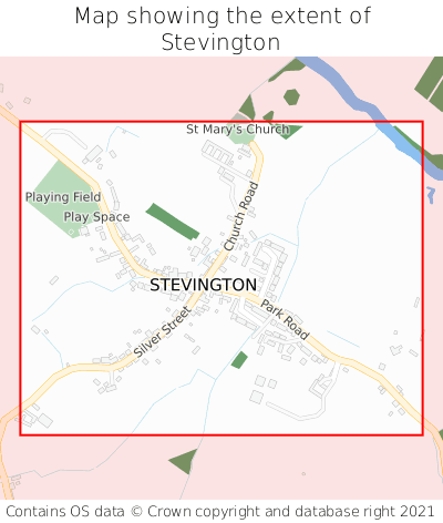 Map showing extent of Stevington as bounding box