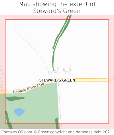 Map showing extent of Steward's Green as bounding box