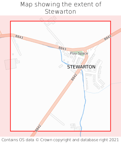 Map showing extent of Stewarton as bounding box