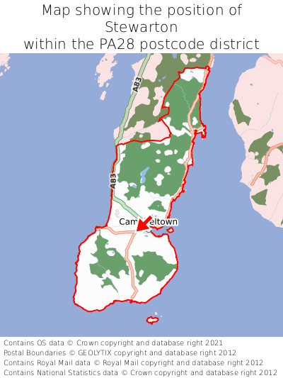 Map showing location of Stewarton within PA28