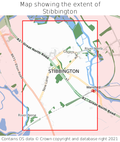 Map showing extent of Stibbington as bounding box