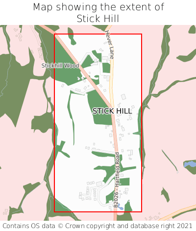 Map showing extent of Stick Hill as bounding box