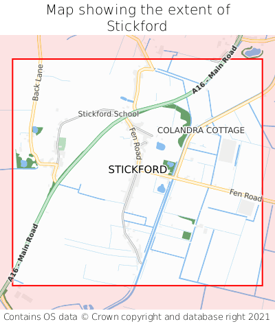 Map showing extent of Stickford as bounding box