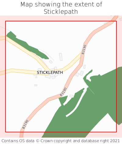 Map showing extent of Sticklepath as bounding box
