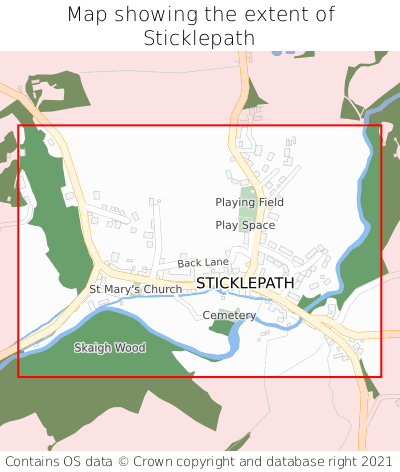 Map showing extent of Sticklepath as bounding box