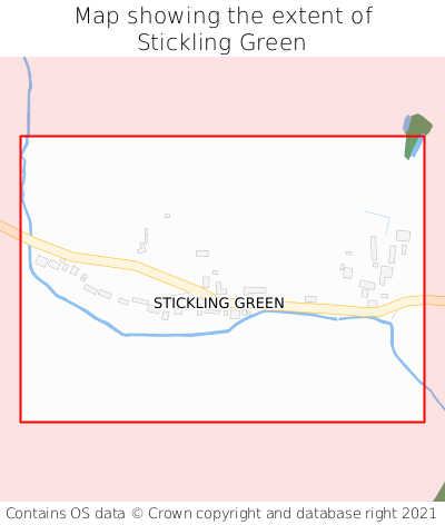 Map showing extent of Stickling Green as bounding box