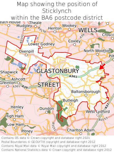 Map showing location of Sticklynch within BA6