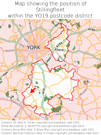 Map showing location of Stillingfleet within YO19