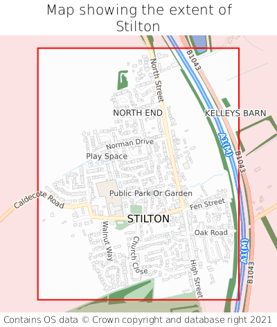 Map showing extent of Stilton as bounding box