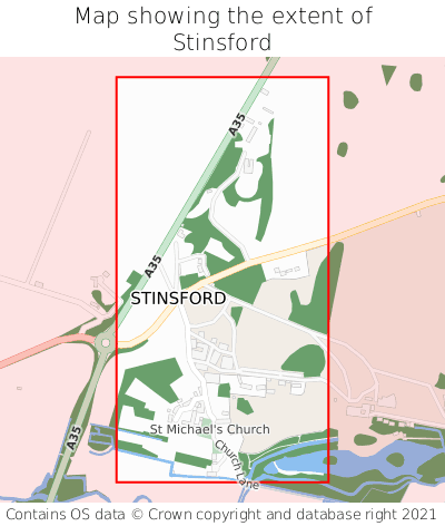 Map showing extent of Stinsford as bounding box
