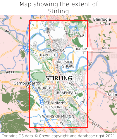 Map showing extent of Stirling as bounding box