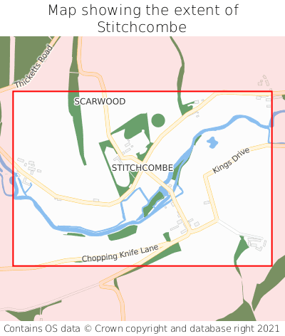 Map showing extent of Stitchcombe as bounding box