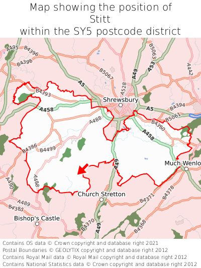 Map showing location of Stitt within SY5