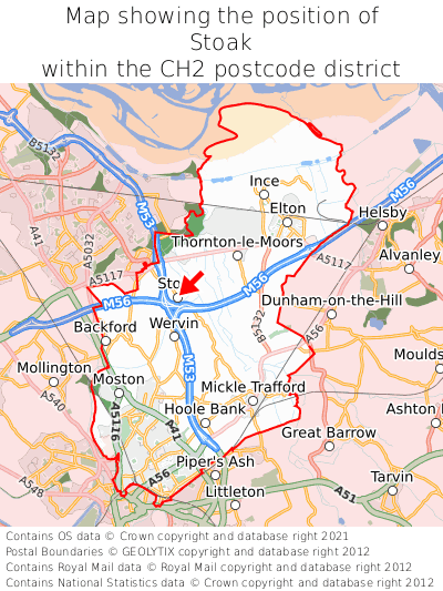 Map showing location of Stoak within CH2