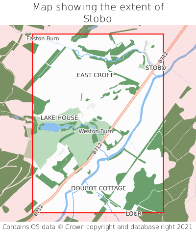 Map showing extent of Stobo as bounding box