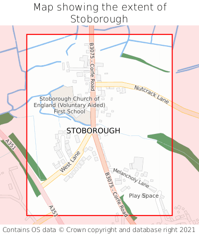 Map showing extent of Stoborough as bounding box