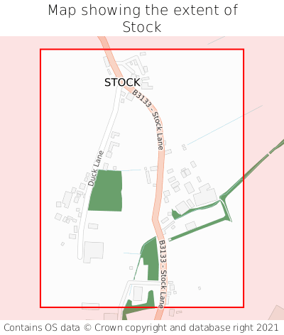 Map showing extent of Stock as bounding box