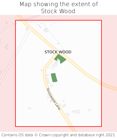 Map showing extent of Stock Wood as bounding box