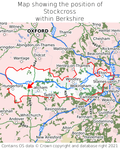 Map showing location of Stockcross within Berkshire