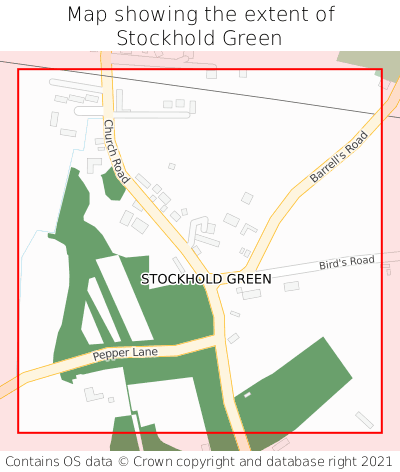 Map showing extent of Stockhold Green as bounding box