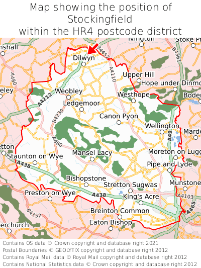 Map showing location of Stockingfield within HR4