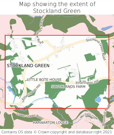 Map showing extent of Stockland Green as bounding box