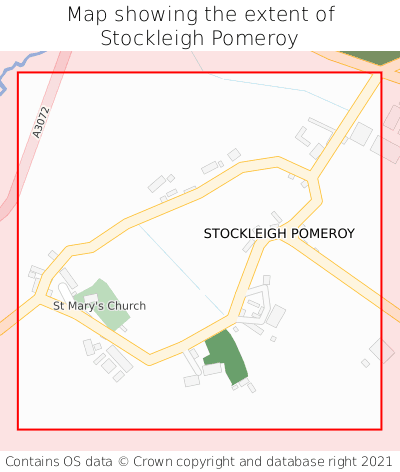 Map showing extent of Stockleigh Pomeroy as bounding box