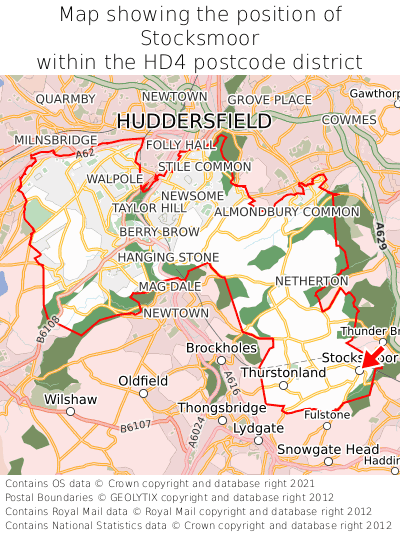 Map showing location of Stocksmoor within HD4