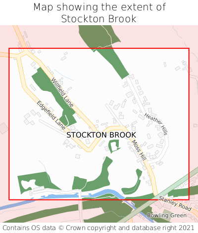 Map showing extent of Stockton Brook as bounding box