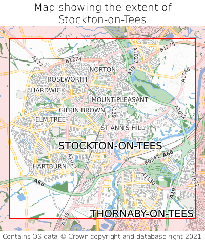 Map showing extent of Stockton-on-Tees as bounding box