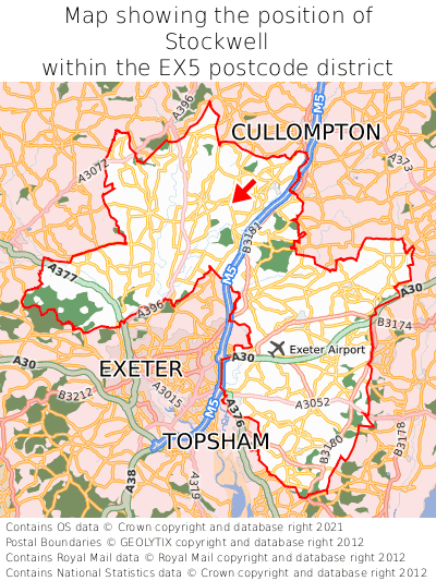 Map showing location of Stockwell within EX5