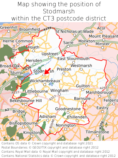 Map showing location of Stodmarsh within CT3
