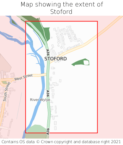Map showing extent of Stoford as bounding box