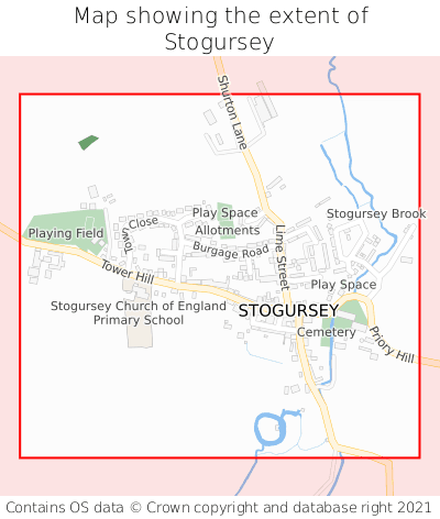 Map showing extent of Stogursey as bounding box